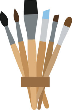 Professional Artist Brushes Set Arranged Together For Creative Painting Projects Using Specialized Tools To Apply Colorful Pigments Onto Fabric Or Paper Surfaces During Artistic Sessions At Home