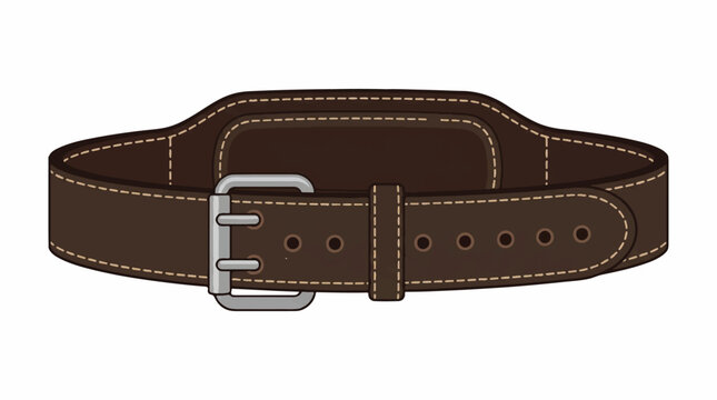 Brown Leather Belt with Metal Buckle Isolated on White Background, Fashion Accessory with Classic Style, Textured Strap for Clothing and Personal Wear Concept