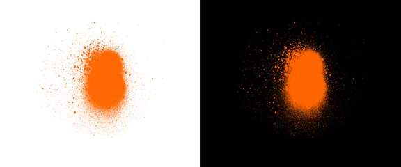Orange spray paint drip on white and black background, neon aerosol splatter texture, vibrant street art graphic element for design © PNG