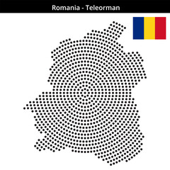 Fototapeta premium Map of Romania region Teleorman in concentric medium dots