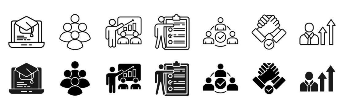 Trainee icon set. internship training and learning program vector illustration concept