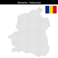 Fototapeta premium Map of Romania region Teleorman in small cross shaped dots