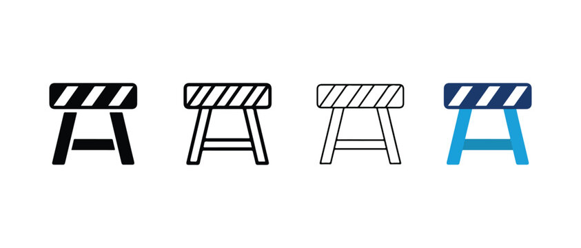 barricade or road block icons isolated on transparent background
