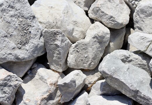 A close view of the pile of rocks.