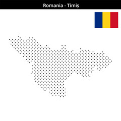 Fototapeta premium Map of Romania region Timiș in small cross shaped dots