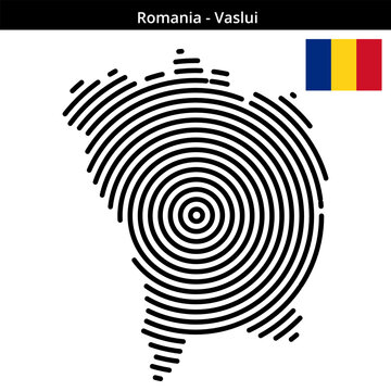 Map of Romania region Vaslui in larger concentric lines