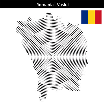 Map of Romania region Vaslui in concentric small dots