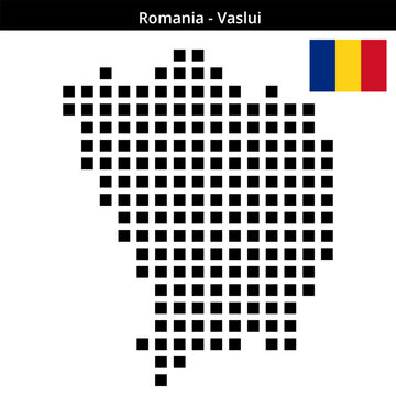Map of Romania region Vaslui in larger square dots