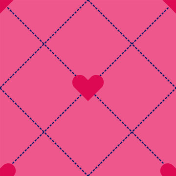 Pink and Dark Blue Heart Geometric Pattern Background, Suitable for wallpaper, banner, textile design, packaging design, fabric, wrapping