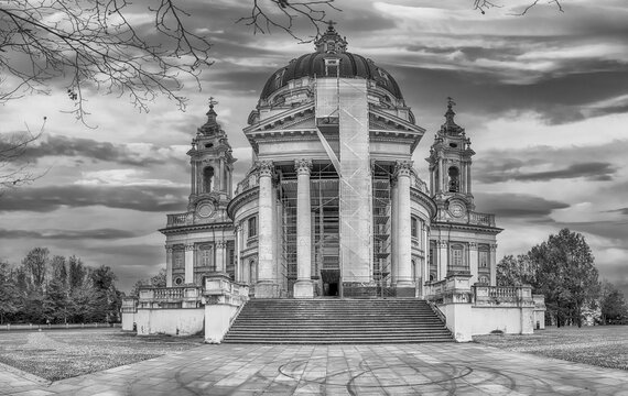 The iconic Basilica of Superga, scenic landmark near Turin, Italy