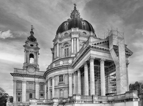 The iconic Basilica of Superga, scenic landmark near Turin, Italy