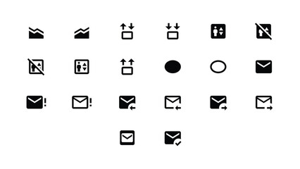 Set of black vector icons for elevator navigation and email messaging © FOYJUL