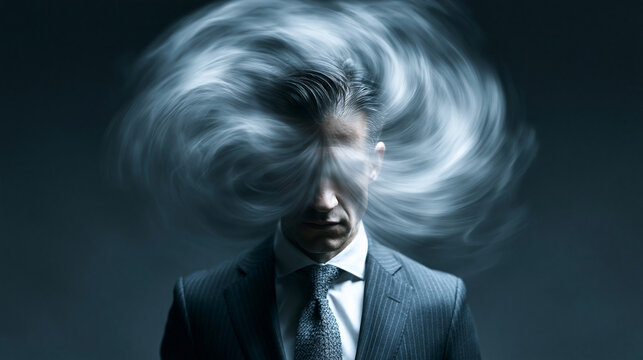 Businessman with Spinning Hair Motion Blur