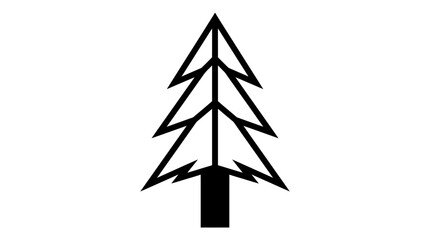 Obraz premium Minimalist black outline icon of a coniferous pine tree with a solid trunk on a white background, representing nature and forests.