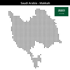 Obraz premium Map of Saudi-Arabia region Makkah in medium size dots