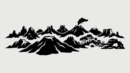 Volcanic landscape silhouette © StyloPink