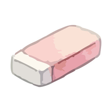 Watercolor vector illustration of an eraser