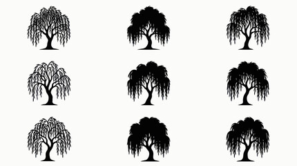 Weeping willow tree silhouettes collection © Surya