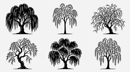 Weeping willow tree silhouettes collection © Surya
