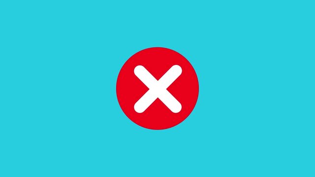 Animated wrong mark red icon appearing 4k