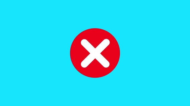 Animated wrong mark red icon appearing 4k