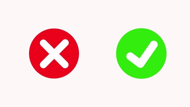 Success Check Mark and Error Cross Symbol Motion Graphic