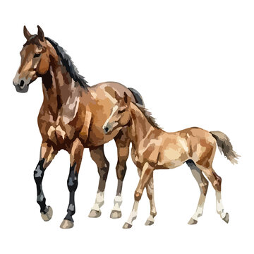 Watercolor vector illustration of a horse