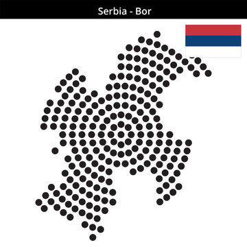 Map of Serbia region Bor in concentric large dots