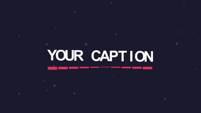Minimalist your caption text overlay with animated red progress bar for modern editing and social media animation 4k