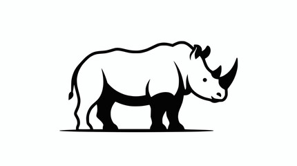 Black and white rhinoceros silhouette, graphic illustration © illustration vector