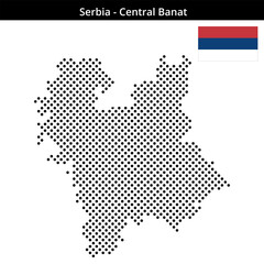 Obraz premium Map of Serbia region Central-Banat in medium sized cross shaped dots