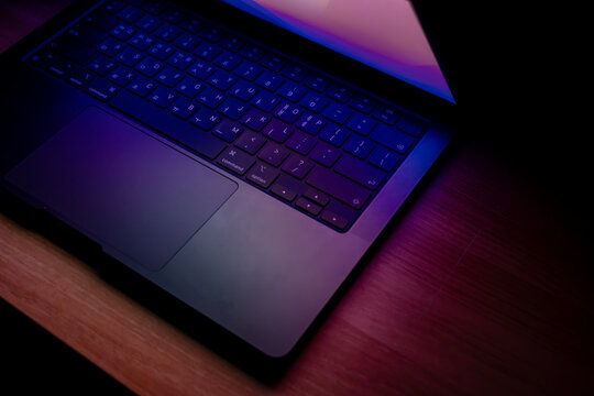 laptop on a black background