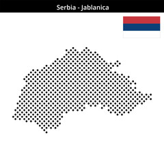 Fototapeta premium Map of Serbia region Jablanica in medium sized cross shaped dots