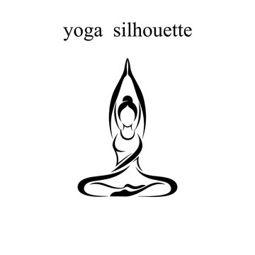 Meditation yoga pose silhouette in lotus position with hands on knees