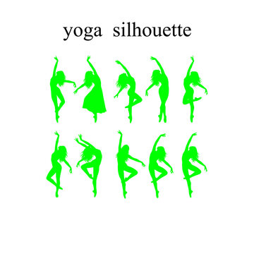 Person doing yoga poses in various dynamic silhouettes