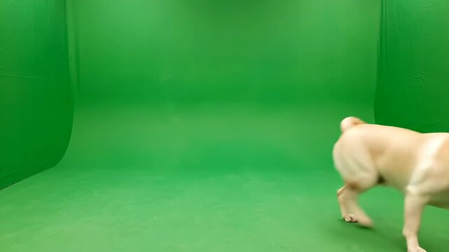 Green Screen Yellow Labrador Retriever Dog Walking and Standing in Studio