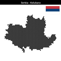 Obraz premium Map of Serbia region Kolubara in small hexagonal dots