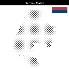 Fototapeta premium Map of Serbia region Mačva in small cross shaped dots