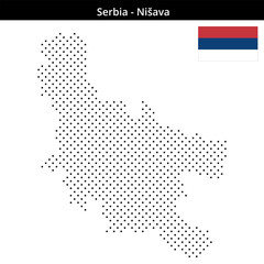 Obraz premium Map of Serbia region Nišava in small cross shaped dots