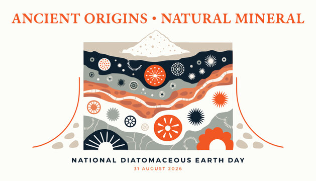 Stylized graphic illustration representing layers of ancient natural diatomaceous earth sediment