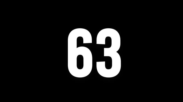 Pixel numeral 63, number sixty three, alpha channel, alphabet and letters in pixel style with a transparent background