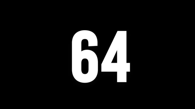 Pixel numeral 64, number sixty four, alpha channel, alphabet and letters in pixel style with a transparent background