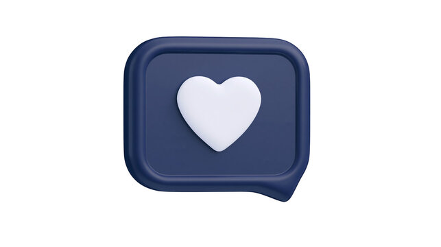 Dark blue speech bubble with white heart icon