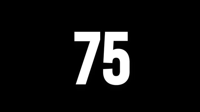 Pixel numeral 75, number seventy five, alpha channel, alphabet and letters in pixel style with a transparent background