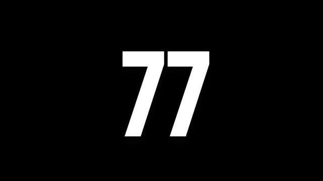 Pixel numeral 77, number seventy seven, alpha channel, alphabet and letters in pixel style with a transparent background