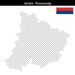 Fototapeta premium Map of Serbia region Pomoravlje in small cross shaped dots