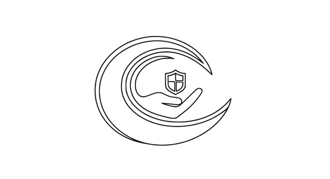 Hand Protecting Shield Icon - Security, Safety, Protection, Care, Trust, Insurance Concept