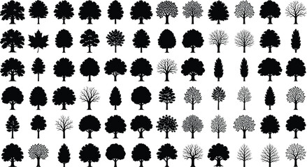 Mega collection of black tree and forest silhouette icons for landscape architecture and environmental design © Manik