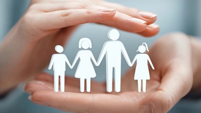 Family protection hands paper cutout care safety support parent child together love unity holding gesture symbol relationship people human teamwork connection background closeup concept health