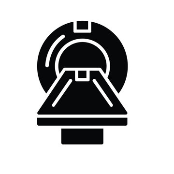 MRI machine in flat style, medical imaging equipment illustration isolated on white background